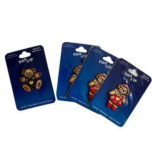 Set of 4 Hirschberg Embroidered Teddy Bear Iron-On Applique Patches NEW